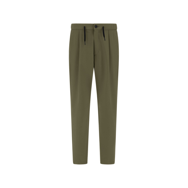 Herno Light Comfort Stretch Woven Trousers in Green | Men's Trousers | Coveti