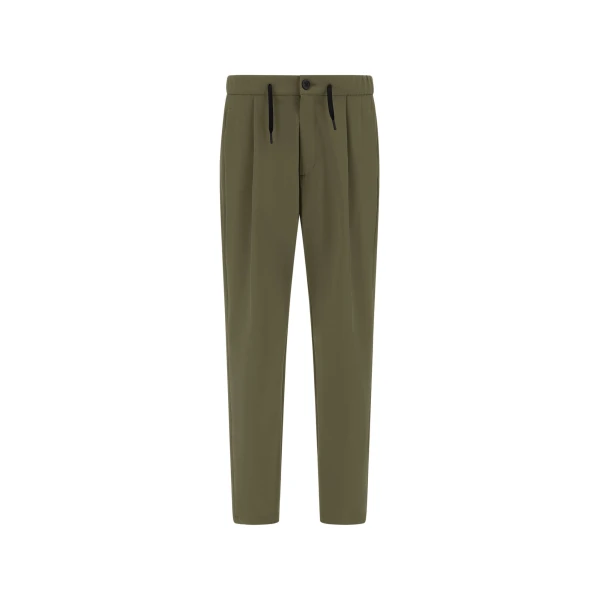 Herno Light Comfort Stretch Woven Trousers in Green | Men's Trousers | Coveti