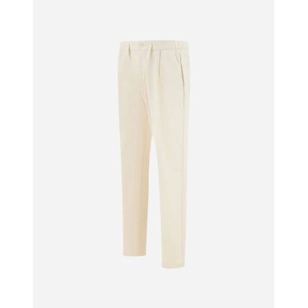 Herno Light Comfort Stretch Woven Trousers in Ivory | Men's Trousers | Coveti