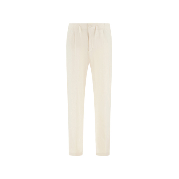 Herno Light Comfort Stretch Woven Trousers in Ivory | Men's Trousers | Coveti