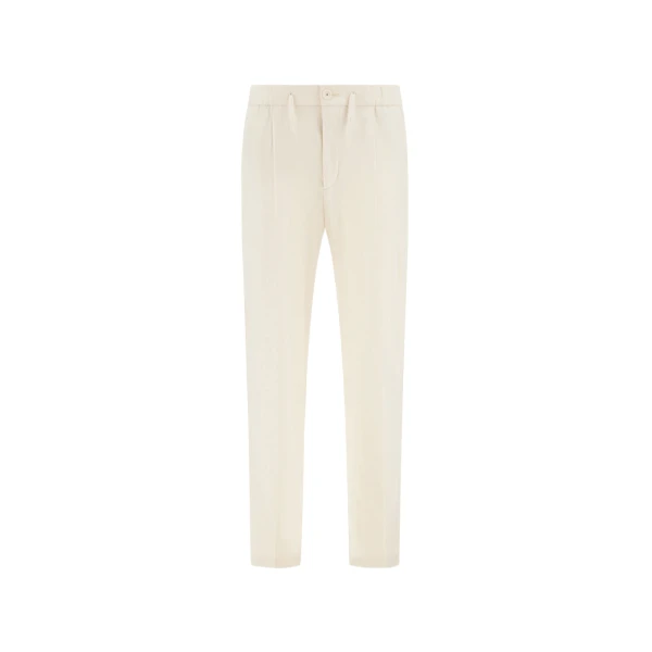 Herno Light Comfort Stretch Woven Trousers in Ivory | Men's Trousers | Coveti