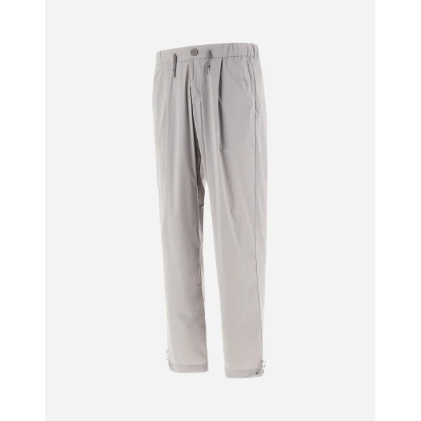 Herno Light Grey Resort Trousers in Lightweight Stretch Nylon | Men's Trousers | Coveti