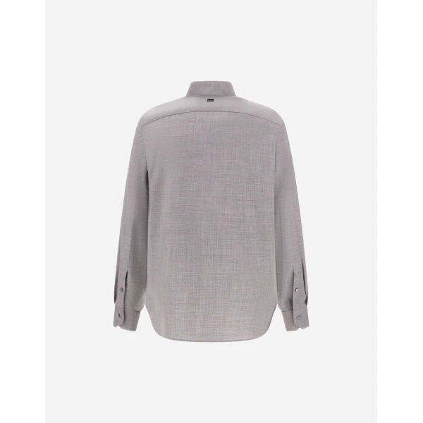 Herno Light Grey Shirt in Lightweight Stretch Wool Fabric | Men's Shirts | Coveti