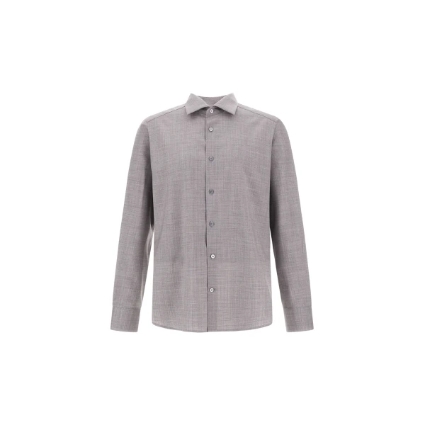 Herno Light Grey Shirt in Lightweight Stretch Wool Fabric | Men's Shirts | Coveti