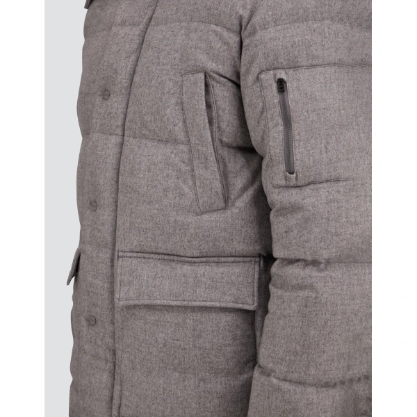 Herno Light Grey Short Parka in Cashmere and Silk | Men's Coats | Coveti