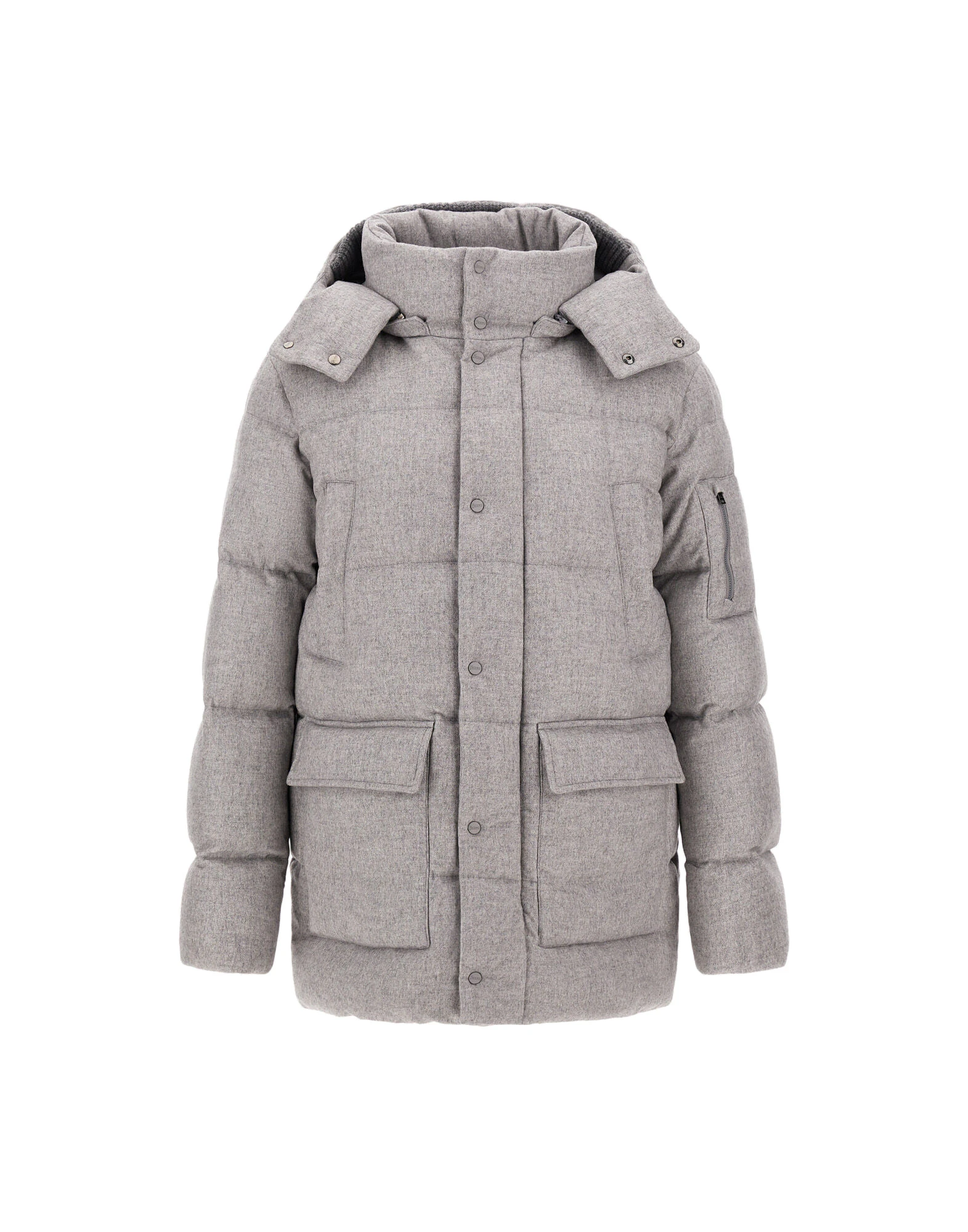 Herno Light Grey Short Parka in Cashmere and Silk Herno Light Grey Short Parka in Cashmere and Silk | Men's Coats | Coveti