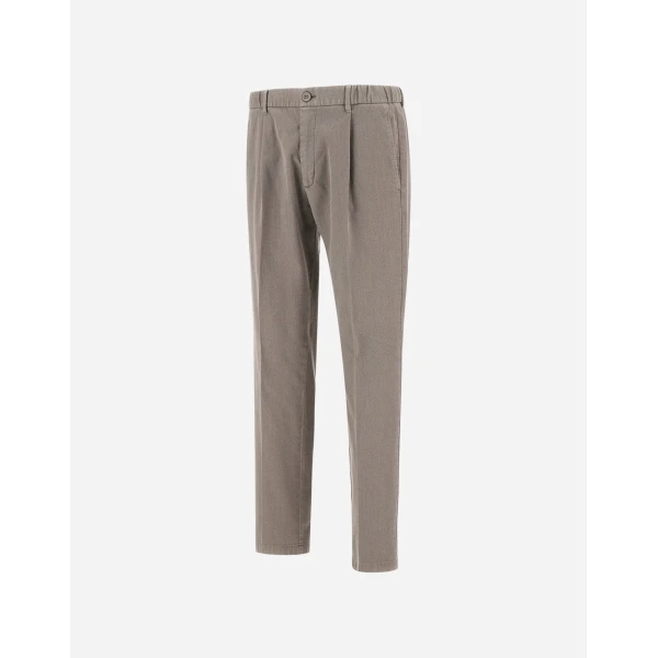 Herno Light Grey Trousers in Stretch Cotton | Men's Trousers | Coveti