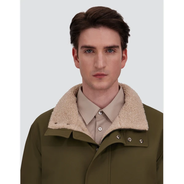 Herno Light Military Short Coat in Matte Twill and Cashmere-Touch Flannel | Men's Coats | Coveti