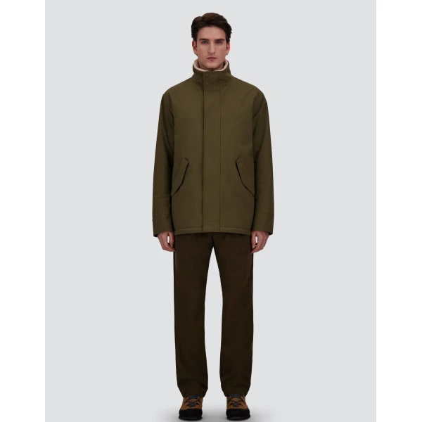 Herno Light Military Short Coat in Matte Twill and Cashmere-Touch Flannel | Men's Coats | Coveti