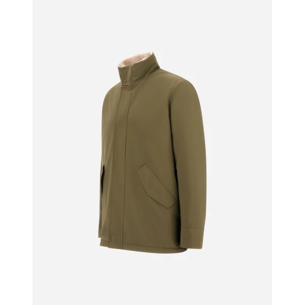 Herno Light Military Short Coat in Matte Twill and Cashmere-Touch Flannel | Men's Coats | Coveti