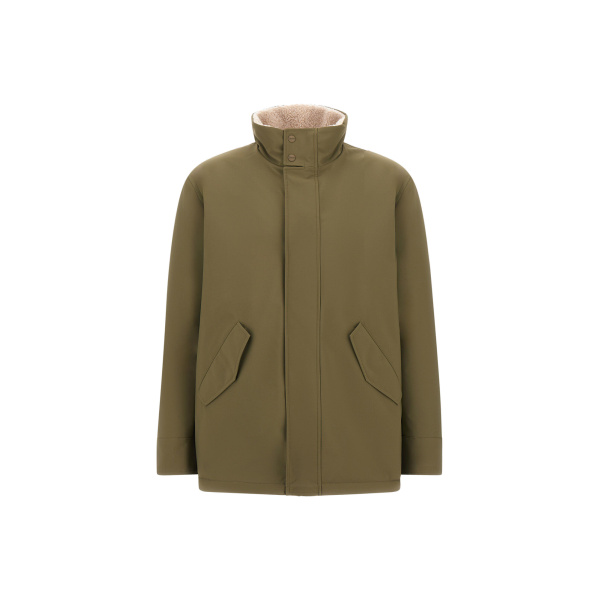 Herno Light Military Short Coat in Matte Twill and Cashmere-Touch Flannel | Men's Coats | Coveti