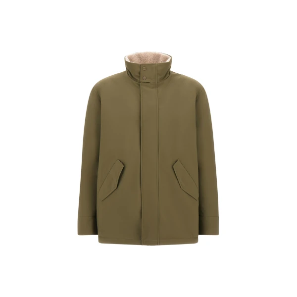 Herno Light Military Short Coat in Matte Twill and Cashmere-Touch Flannel | Men's Coats | Coveti