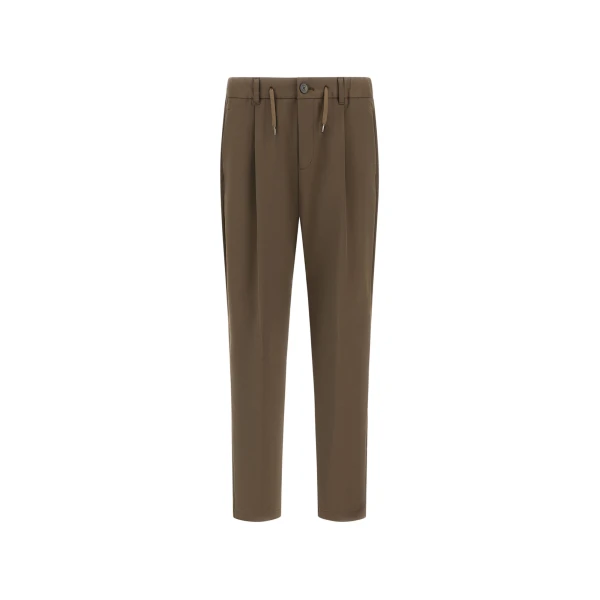 Light Military Trousers in Cotton-Effect Stretch Fabric