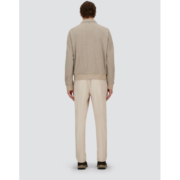 Herno Light Taupe Resort Bomber Jacket in Wool and Cashmere Woven Fabric | Men's Jackets | Coveti