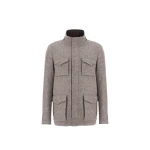 Herno Light Taupe Resort Field Jacket in Bouclé Wool Fabric and Suede-Effect Microfibre | Men's Jackets | Coveti