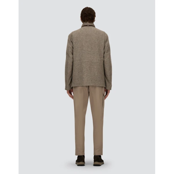 Herno Light Taupe Resort Field Jacket in Bouclé Wool Fabric and Suede-Effect Microfibre | Men's Jackets | Coveti