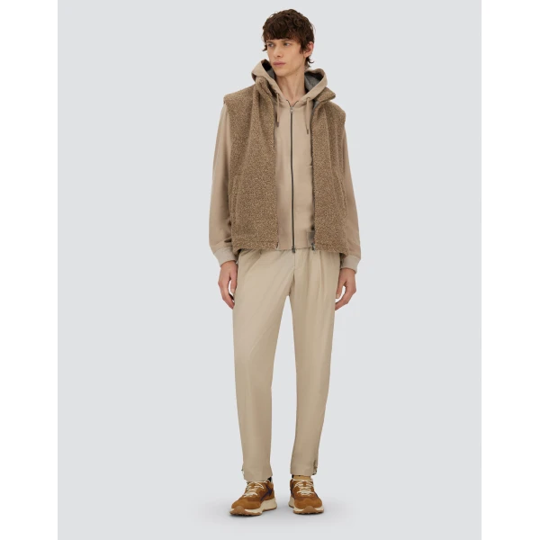 Herno Light Taupe Resort Vest in Cashmere-Feel Flannel | Men's Jackets | Coveti