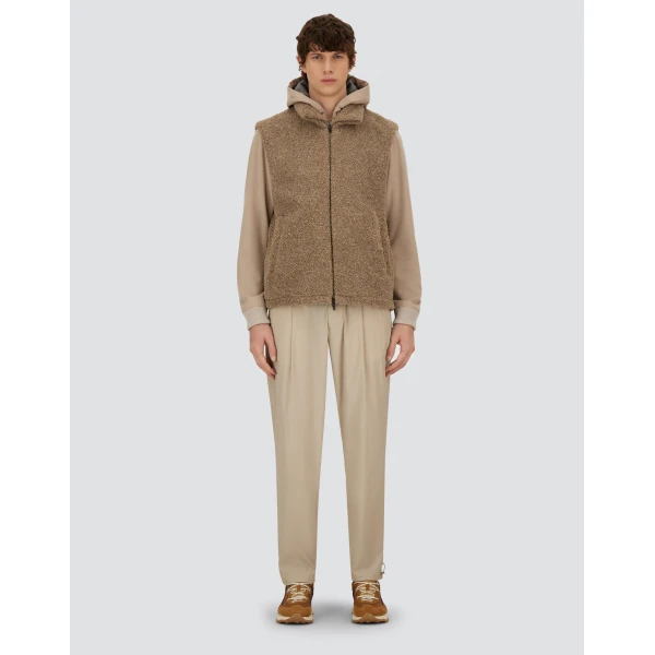 Herno Light Taupe Resort Vest in Cashmere-Feel Flannel | Men's Jackets | Coveti
