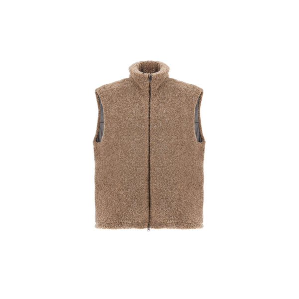 Herno Light Taupe Resort Vest in Cashmere-Feel Flannel | Men's Jackets | Coveti