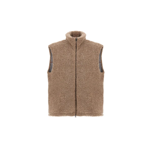 Herno Light Taupe Resort Vest in Cashmere-Feel Flannel | Men's Jackets | Coveti