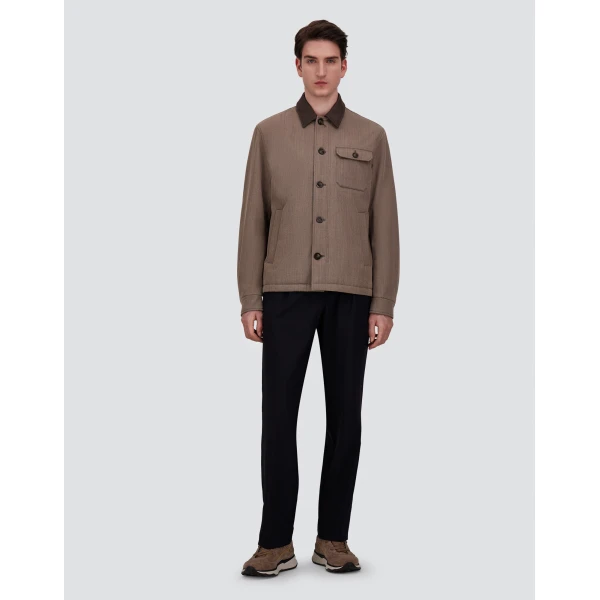 Herno Light Taupe Shacket in Fine Wool | Men's Jackets | Coveti