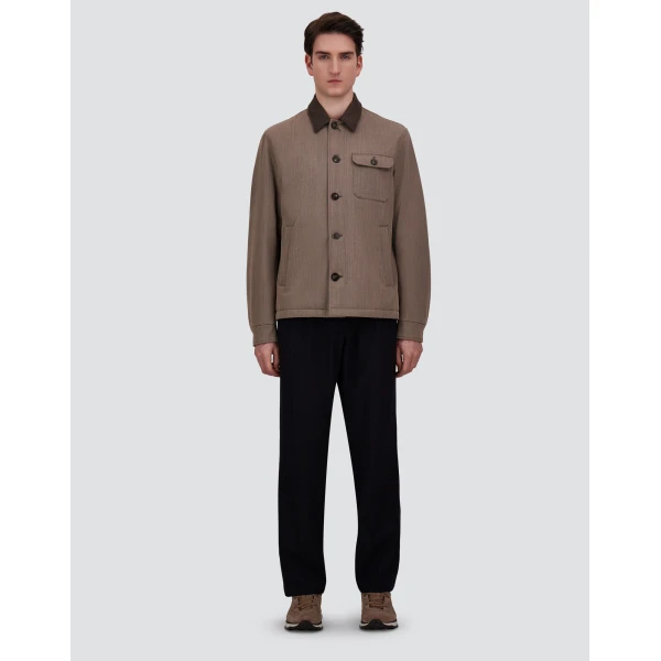 Herno Light Taupe Shacket in Fine Wool | Men's Jackets | Coveti