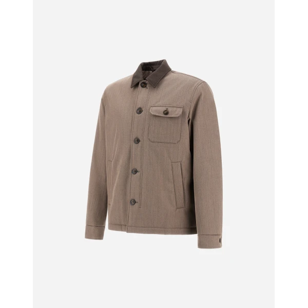 Herno Light Taupe Shacket in Fine Wool | Men's Jackets | Coveti