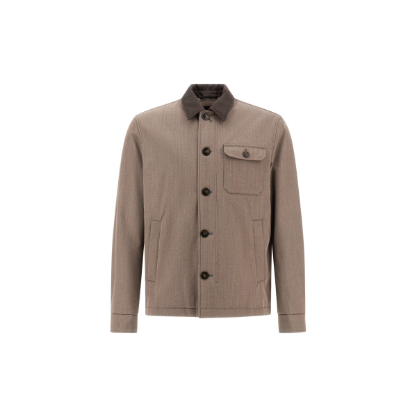 Herno Light Taupe Shacket in Fine Wool | Men's Jackets | Coveti