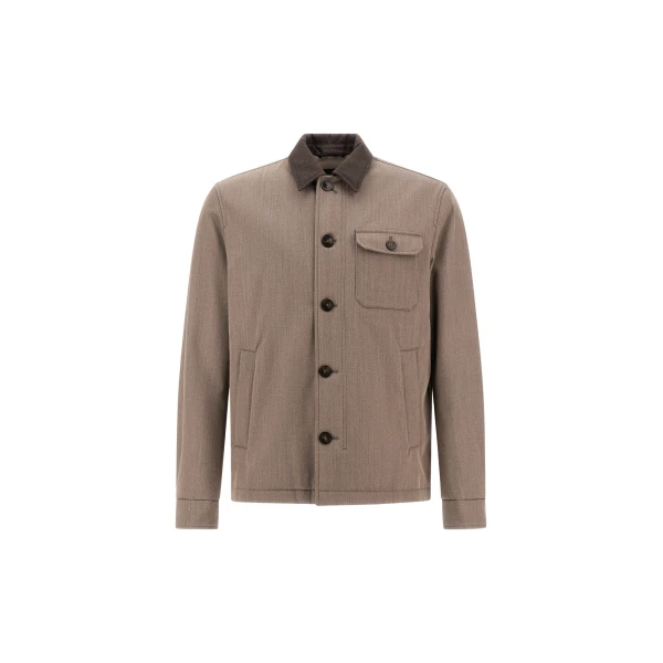 Herno Light Taupe Shacket in Fine Wool | Men's Jackets | Coveti