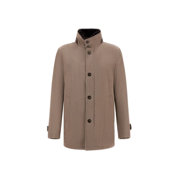 Light Taupe Short Coat in Fine Wool