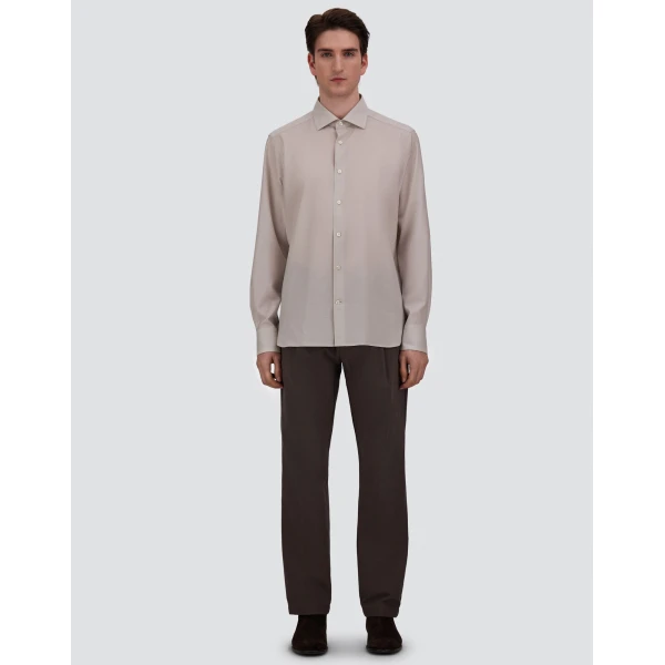 Herno Lightweight Wool and Cashmere Fabric Shirt in Ivory | Men's Shirts | Coveti