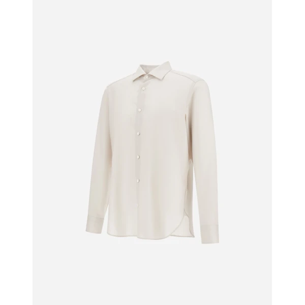 Herno Lightweight Wool and Cashmere Fabric Shirt in Ivory | Men's Shirts | Coveti