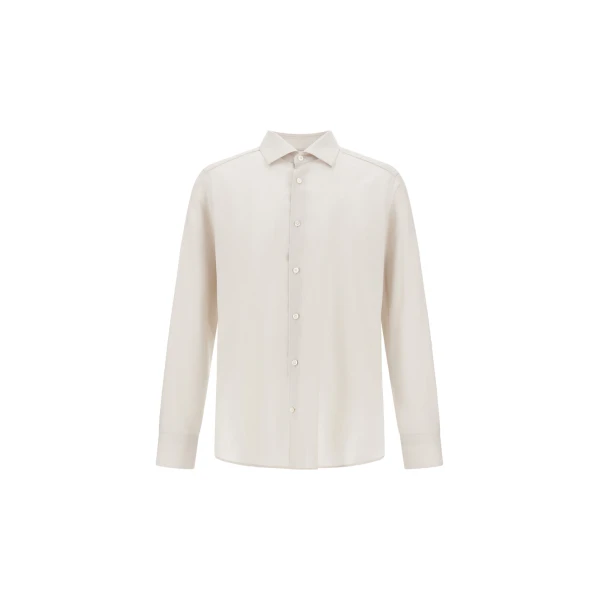 Herno Lightweight Wool and Cashmere Fabric Shirt in Ivory | Men's Shirts | Coveti