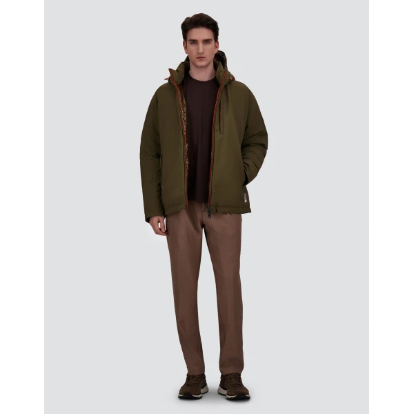 Herno Matte Twill and Gloss-Effect Nylon Jacket in Light Military | Men's Jackets | Coveti