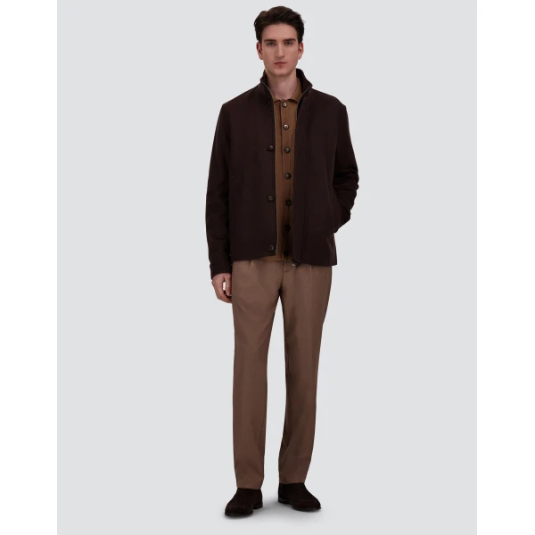 Herno Merino Wool Cardigan in Camel | Men's Knitwear | Coveti