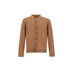 Herno Merino Wool Cardigan in Camel | Men's Knitwear | Coveti