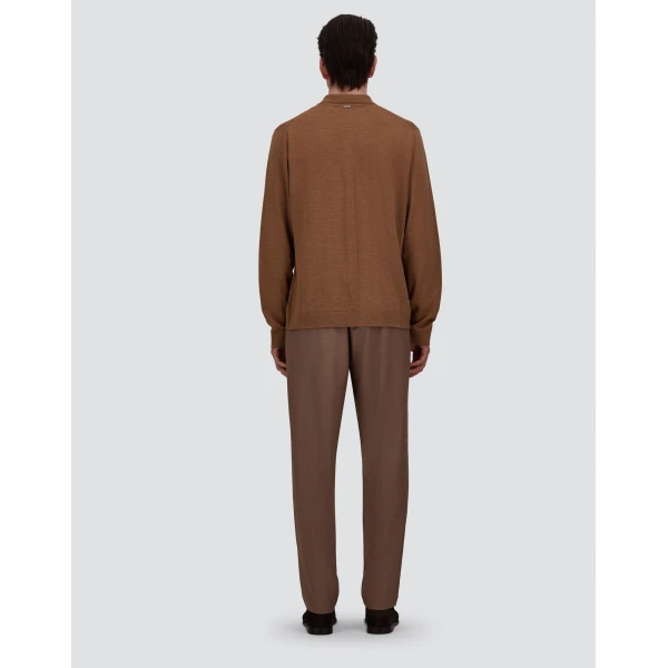 Herno Merino Wool Cardigan in Camel | Men's Knitwear | Coveti