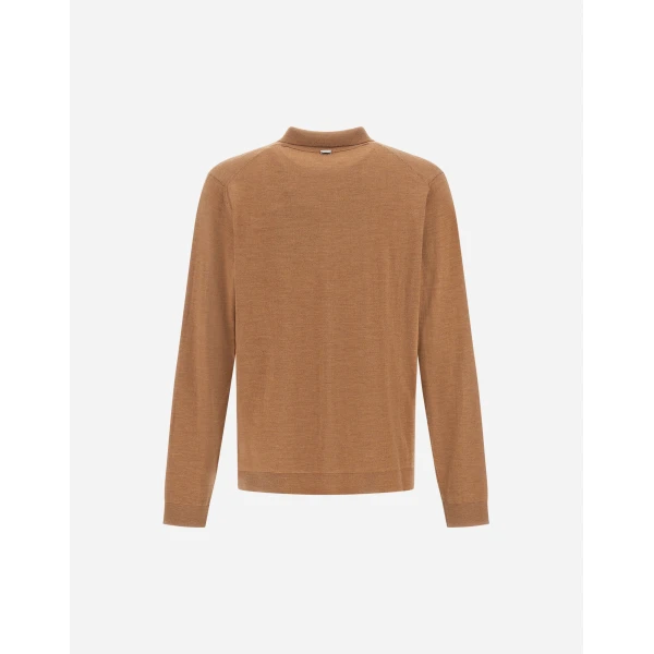 Herno Merino Wool Cardigan in Camel | Men's Knitwear | Coveti