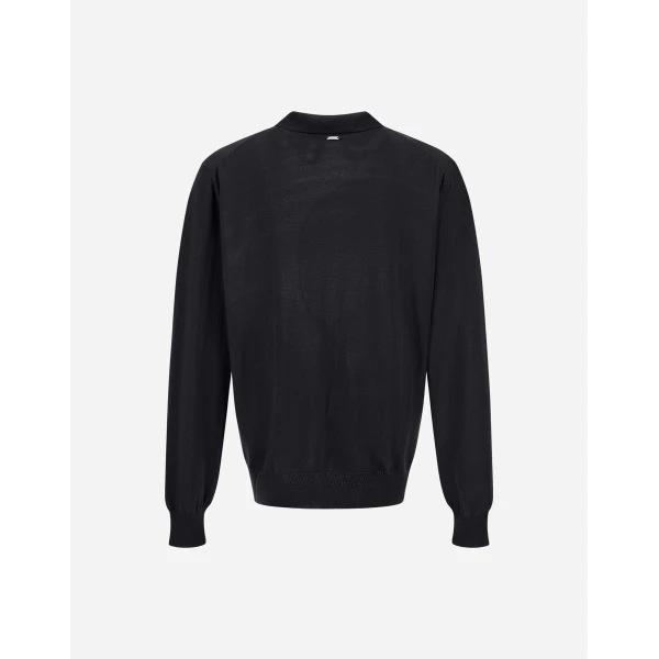Herno Merino Wool Polo Shirt in Black | Men's T-Shirts and Polos | Coveti
