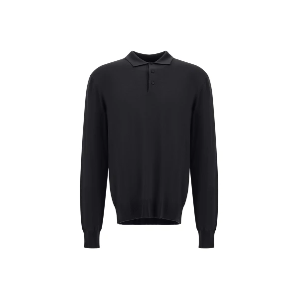 Herno Merino Wool Polo Shirt in Black | Men's T-Shirts and Polos | Coveti