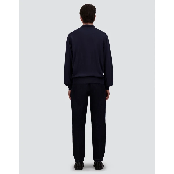 Herno Merino Wool Polo Shirt in Dark Blue | Men's T-Shirts and Polos | Coveti