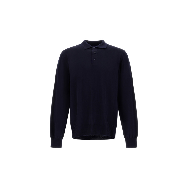 Herno Merino Wool Polo Shirt in Dark Blue | Men's T-Shirts and Polos | Coveti