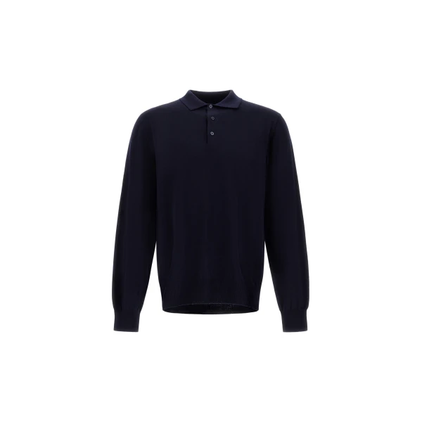 Herno Merino Wool Polo Shirt in Dark Blue | Men's T-Shirts and Polos | Coveti