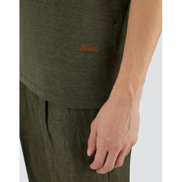 Herno Military Resort T-Shirt in Linen Jersey | Men's T-Shirts and Polos | Coveti