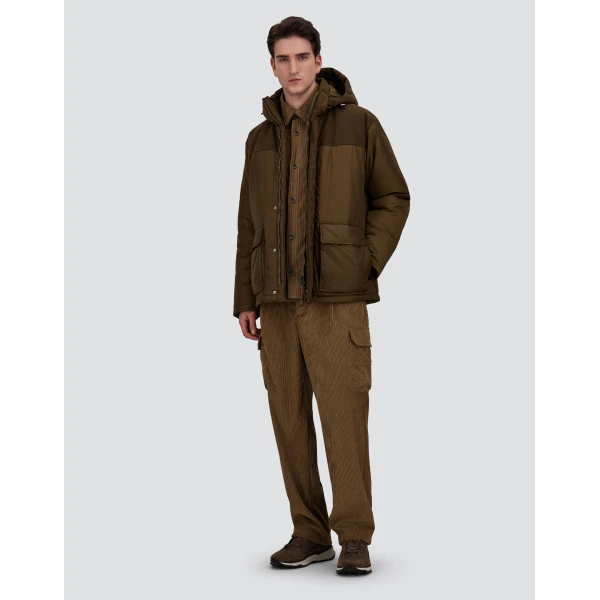 Herno Military Short Parka in Nylon Chamonix and Waxed Cotton Blend | Men's Coats | Coveti