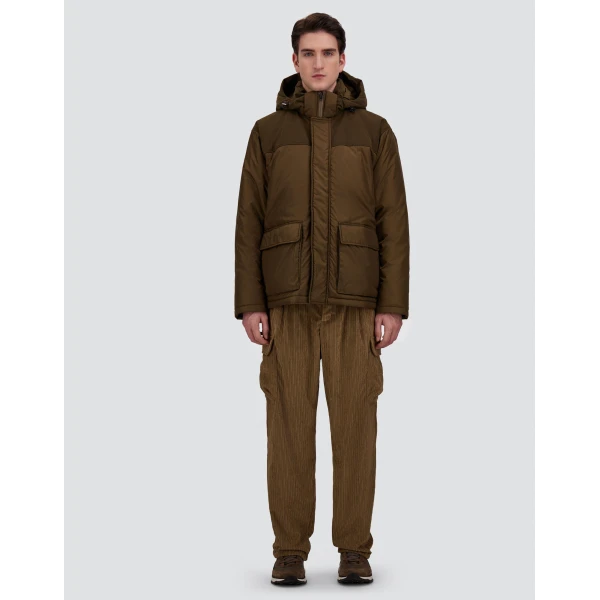 Herno Military Short Parka in Nylon Chamonix and Waxed Cotton Blend | Men's Coats | Coveti