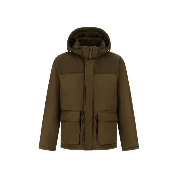 Herno Military Short Parka in Nylon Chamonix and Waxed Cotton Blend | Men's Coats | Coveti