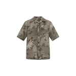 Herno Military and Sage Resort Shirt in Linen with Tropical Print | Men's Shirts | Coveti