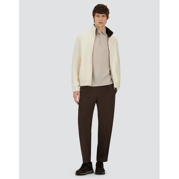 Herno Milk White Resort Cardigan in Stocking-Stitch Pure Wool | Men's Knitwear | Coveti