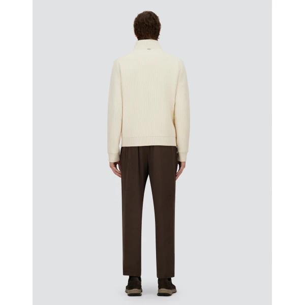 Herno Milk White Resort Cardigan in Stocking-Stitch Pure Wool | Men's Knitwear | Coveti
